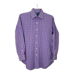 Polo Ralph Lauren Button Up Dress Shirt Fine 2 PLY Plaid 15 1/2-32 Long Sleeve